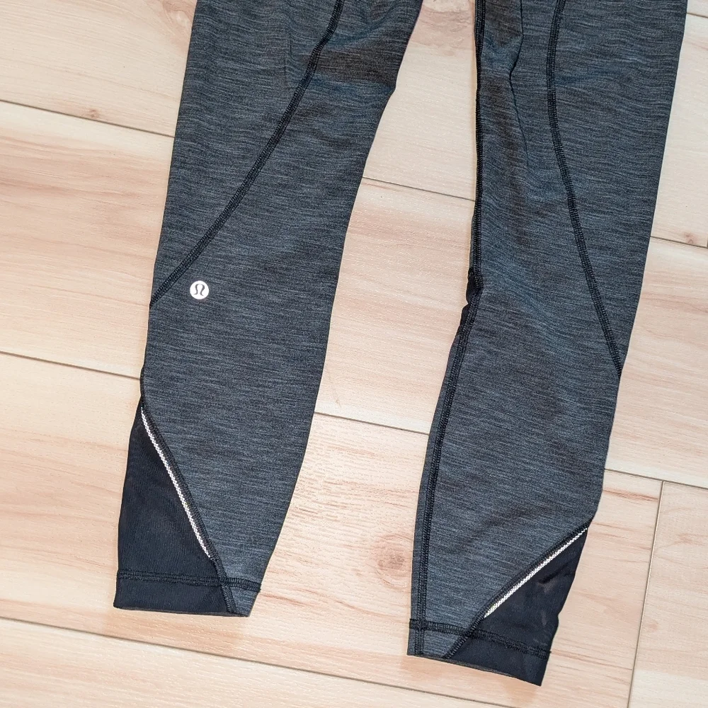 NEW Lululemon Inspire Tight II heathered black zipper pocket mesh leggings